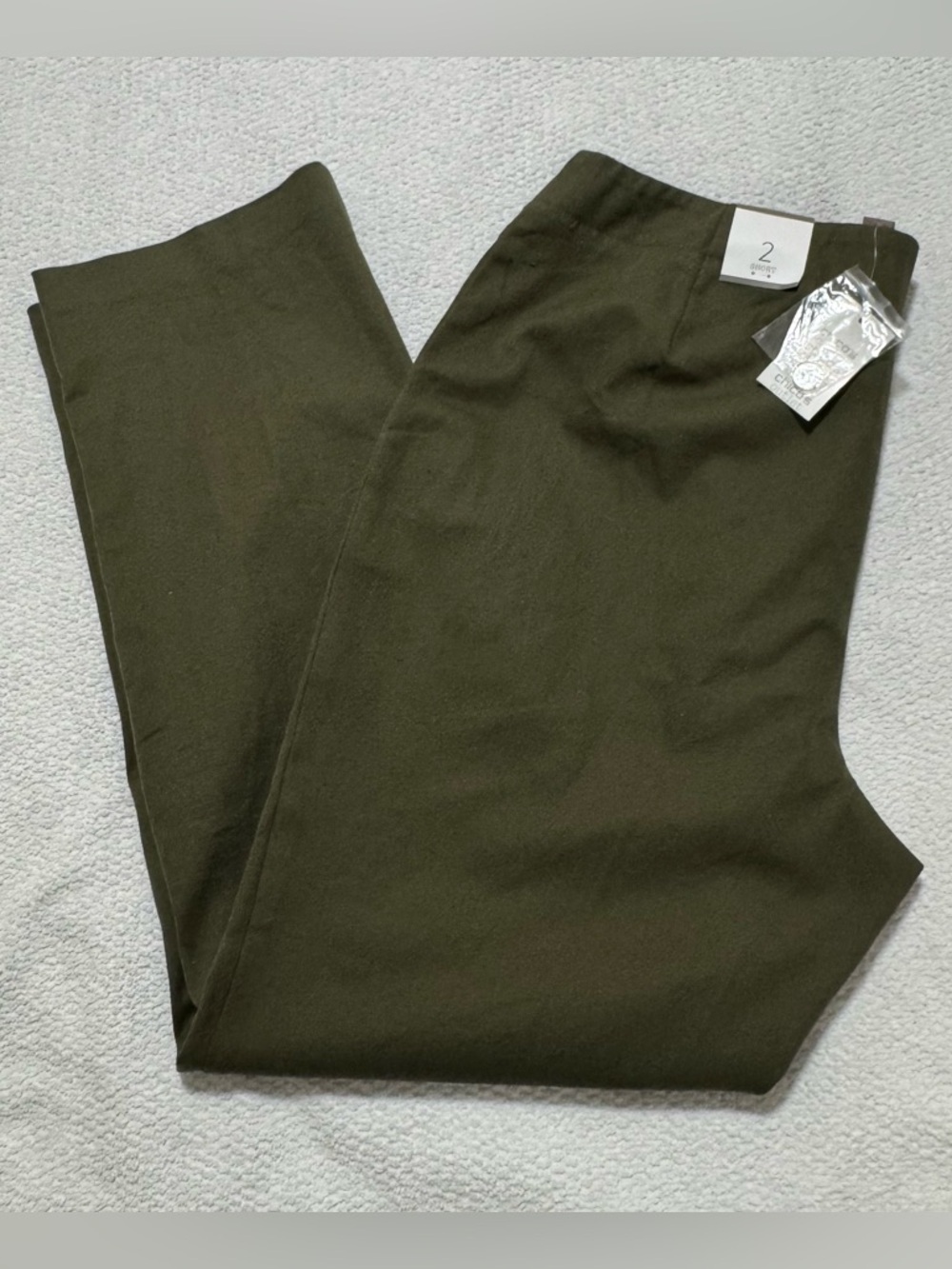 Chicos Size 2(L) Short Capital Stretch Caba Slim Ankle Pants Grape Leaf Green - Picture 12 of 12